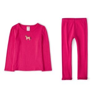 New Gymboree Girls 6 Embroidered Horse Top & Ruffle Leggings Set Pink Pony Club